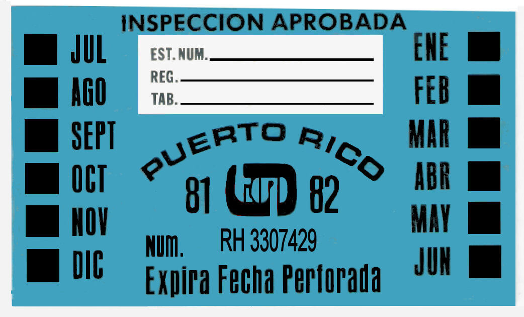 (image for) 1981-82 Puerto Rico INSPECTION Sticker